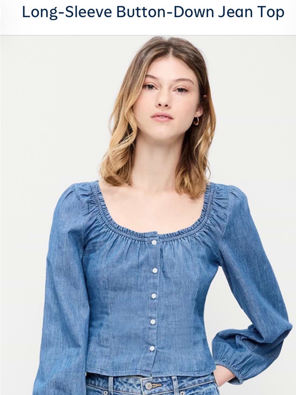 Old Navy Blue Denim-Effect Button Front Top